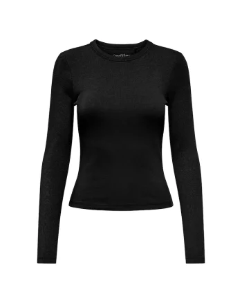 Bluza slim fit cu decolteu la baza gatului si aspect striat, Negru stins