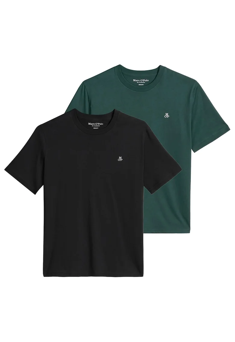 Set de doua piese de tricouri regular-fit cu logo discret, Verde/Negru