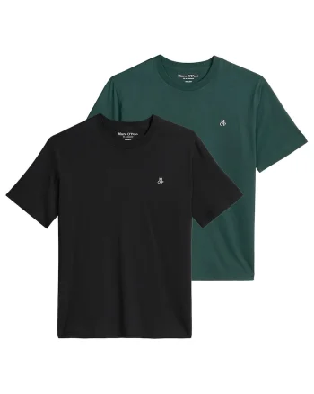 Set de doua piese de tricouri regular-fit cu logo discret, Verde/Negru