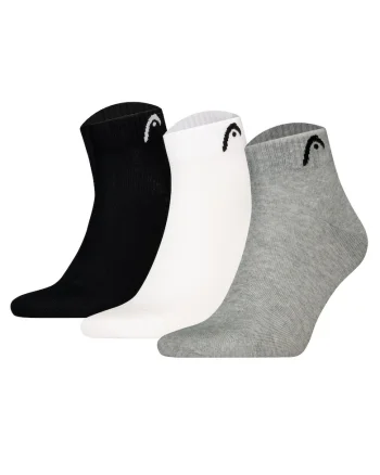Set de 3 perechi de sosete scurte cu logo si model unisex, Alb/Negru/Gri