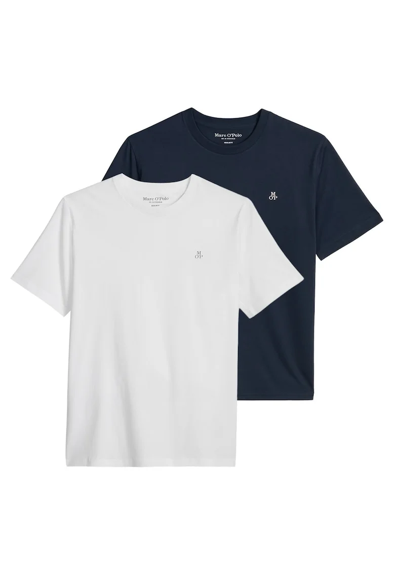 Set de doua piese de tricouri regular-fit cu logo discret, Alb/Albastru inchis