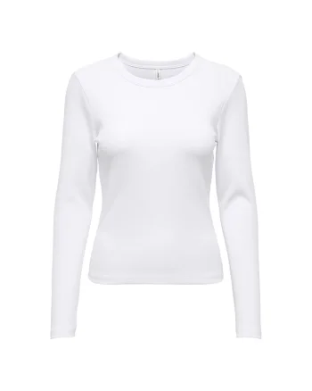 Bluza slim fit cu decolteu la baza gatului si aspect striat, Alb