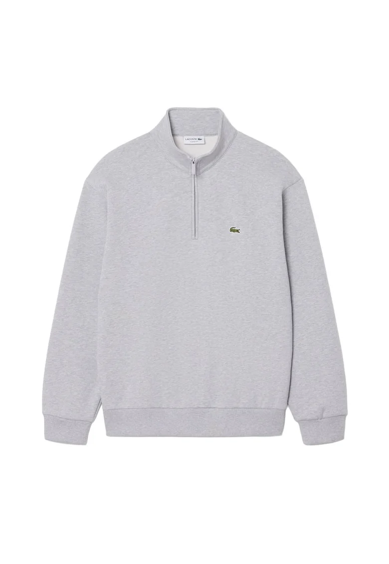 Bluza de trening cu croiala regular-fit si fermoar scurt, Gri deschis