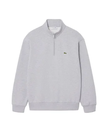 Bluza de trening cu croiala regular-fit si fermoar scurt, Gri deschis