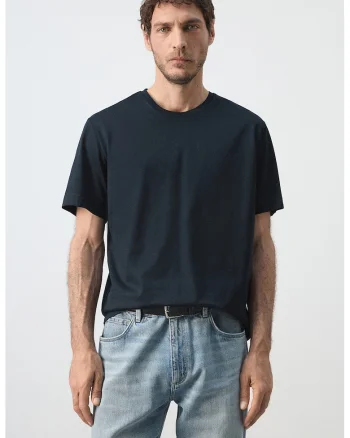 Tricou regular-fit cu decolteu la baza gatului, Albastru ultramarin