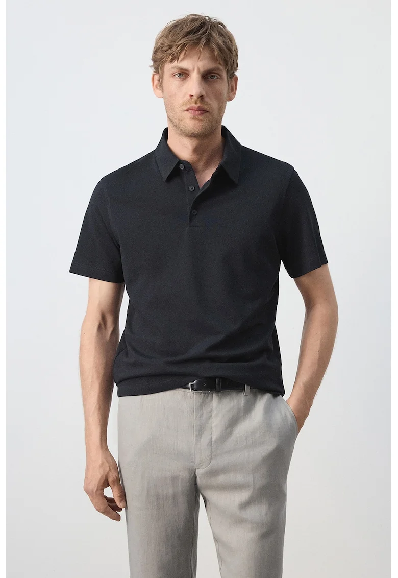 Tricou polo de pique cu croiala slim-fit, Albastru ultramarin