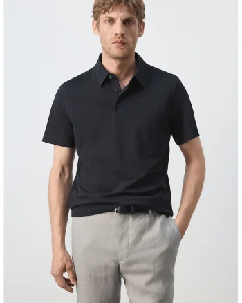 Tricou polo de pique cu croiala slim-fit, Albastru ultramarin