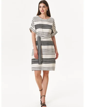 Rochie lejera Roll Up your Sleeves, Alb/Negru