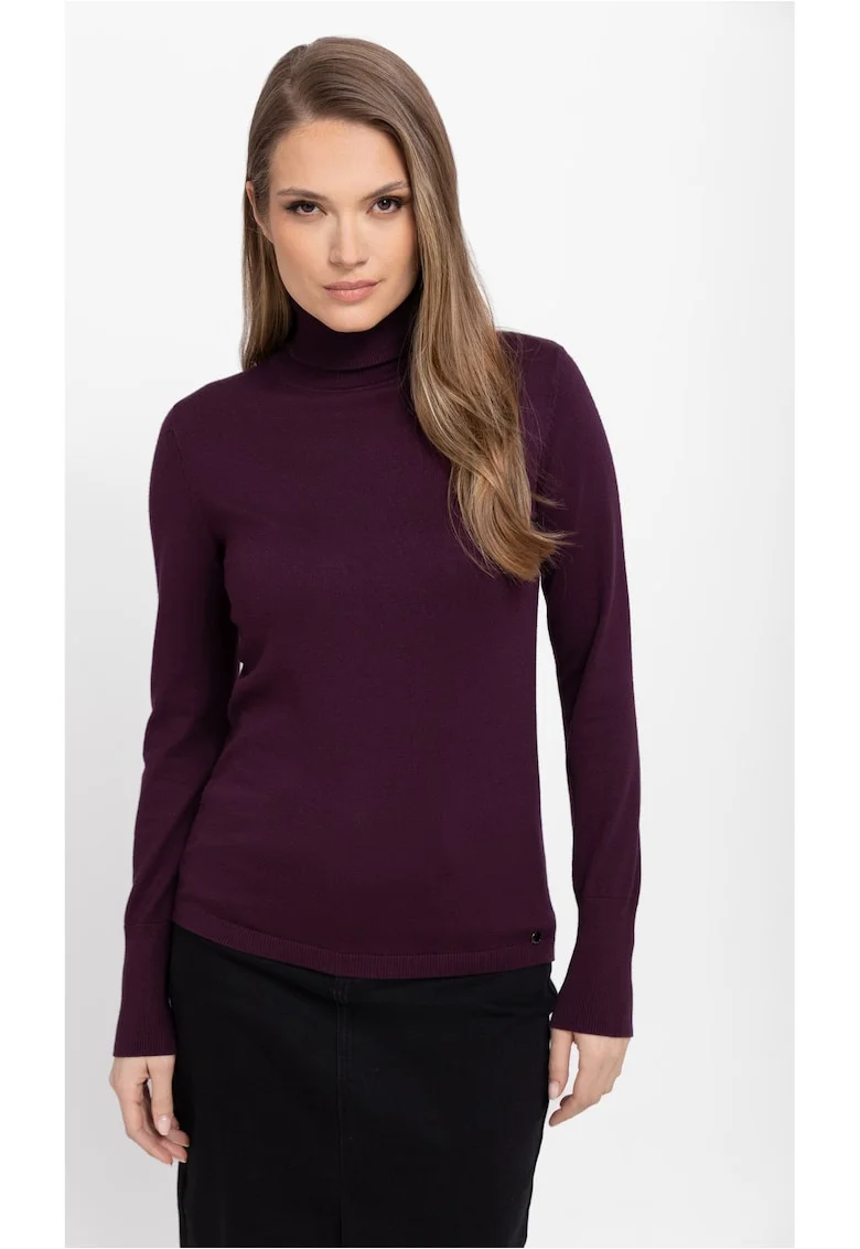 Pulover cu guler inalt  S-Juli, dama, usor, bordo, Visiniu