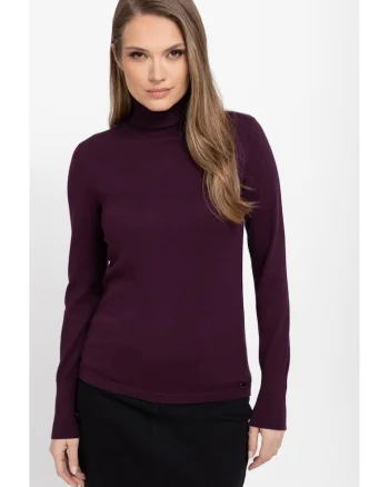 Pulover cu guler inalt  S-Juli, dama, usor, bordo, Visiniu