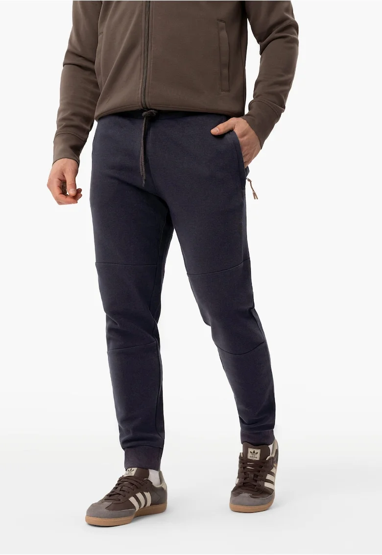 Pantaloni jogger din bumbac, cu snur,  N-Kanton, albastru marin, Bleumarin