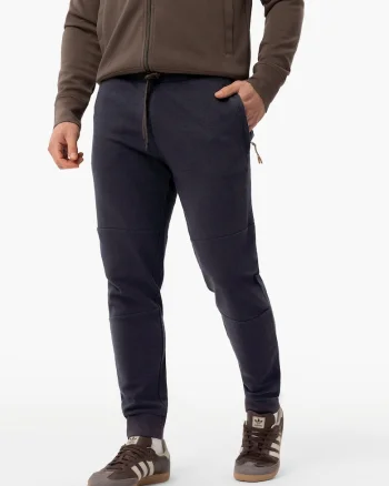 Pantaloni jogger din bumbac, cu snur,  N-Kanton, albastru marin, Bleumarin