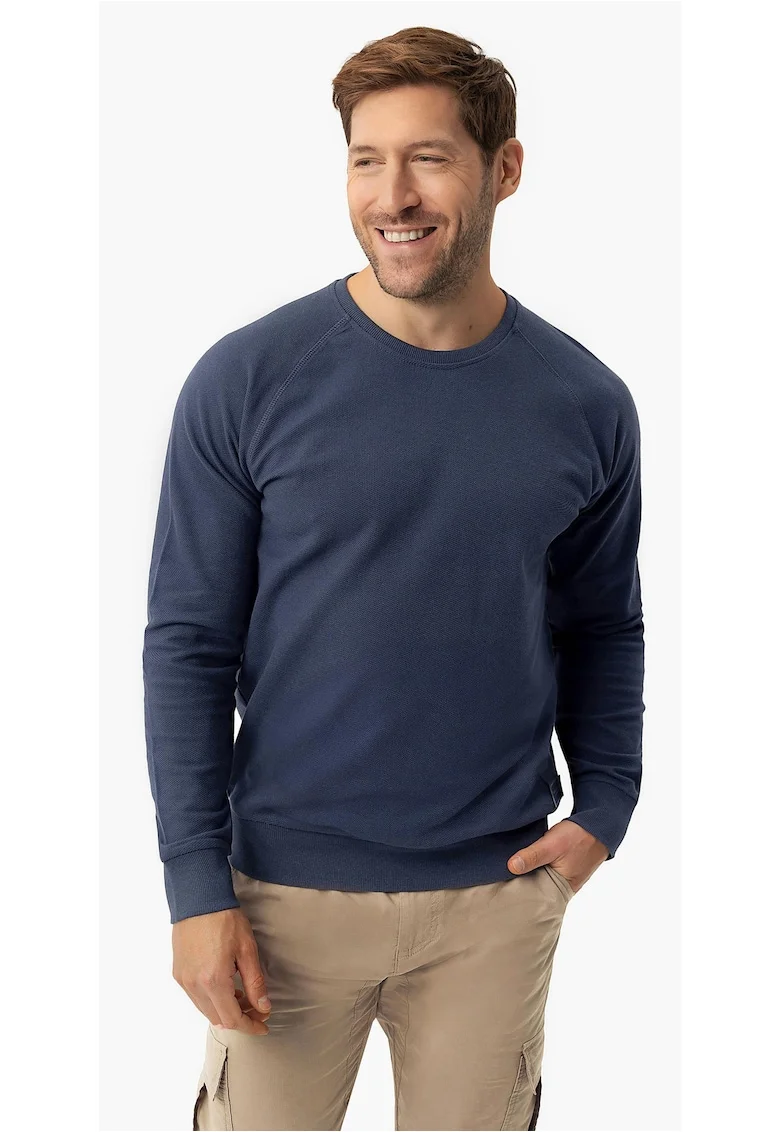 Bluza de trening din bumbac cu textura,  B-Lion, albastru marin melange, Bleumarin