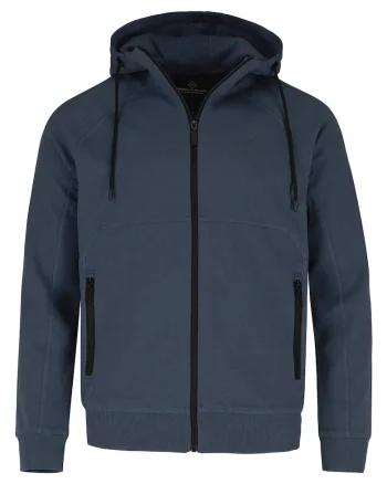 Hanorac cu gluga din bumbac, cu fermoar, buzunare, regular fit,  B-Mentis, verde masliniu, Bleumarin