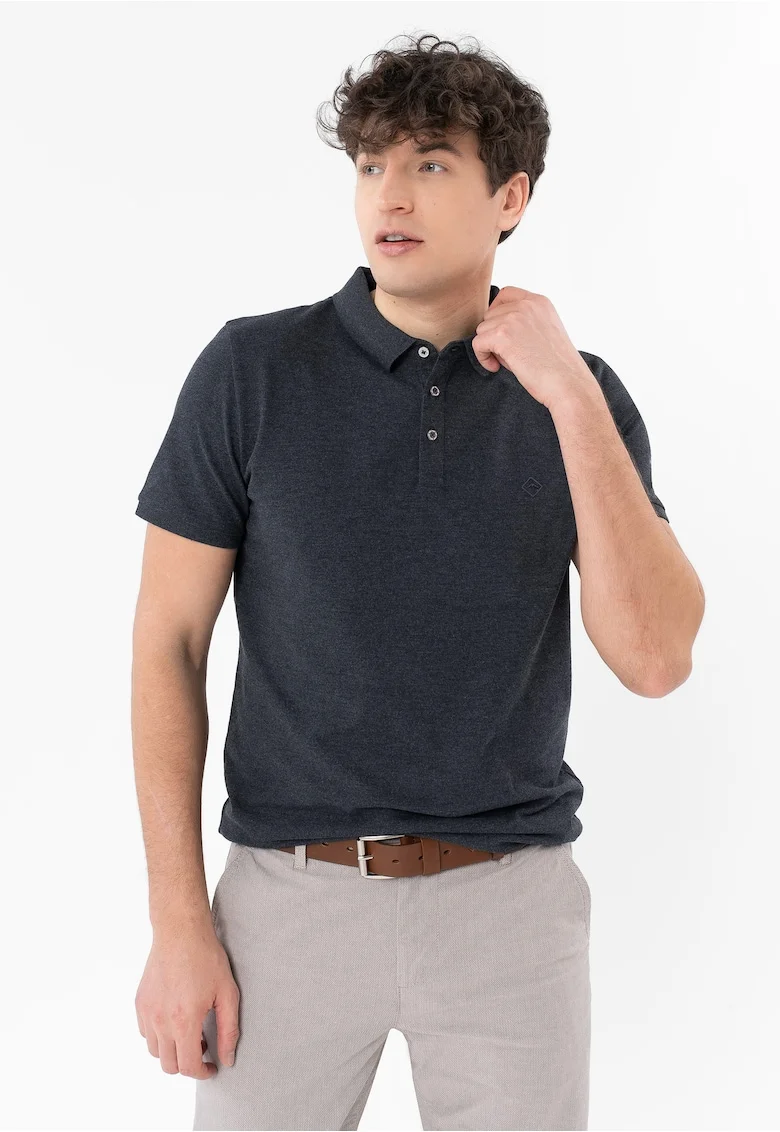 Tricou polo barbati din bumbac, Regular Fit, uni,  O-Chase, albastru marin, Bleumarin