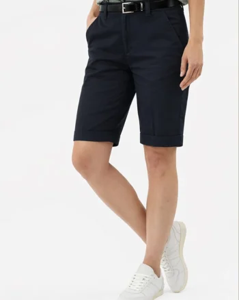 Pantaloni scurti din bumbac, dama, cu pliu, cu cordon, Regular Fit,  P-Kerry, albastru marin, Bleumarin