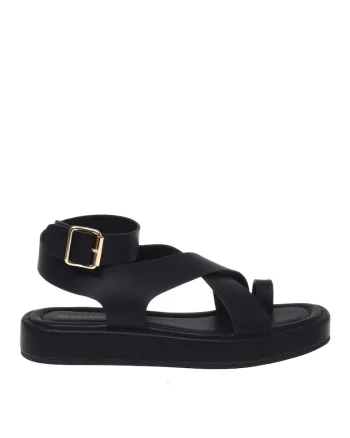 Sandale din piele cu bretele incrucisate Nappa, Negru