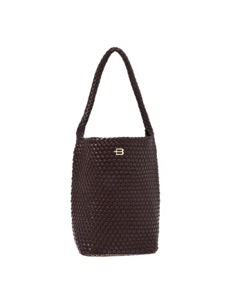 Geanta tote din piele ecologica cu aspect tesut, Maro