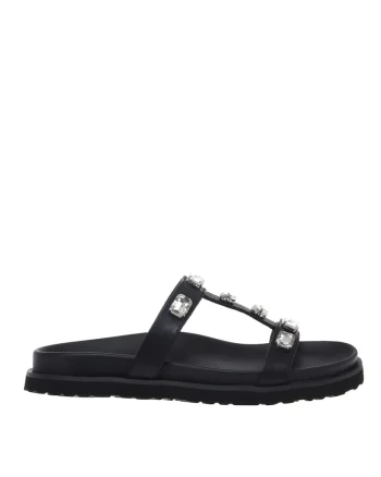Papuci de piele cu tinte, Negru
