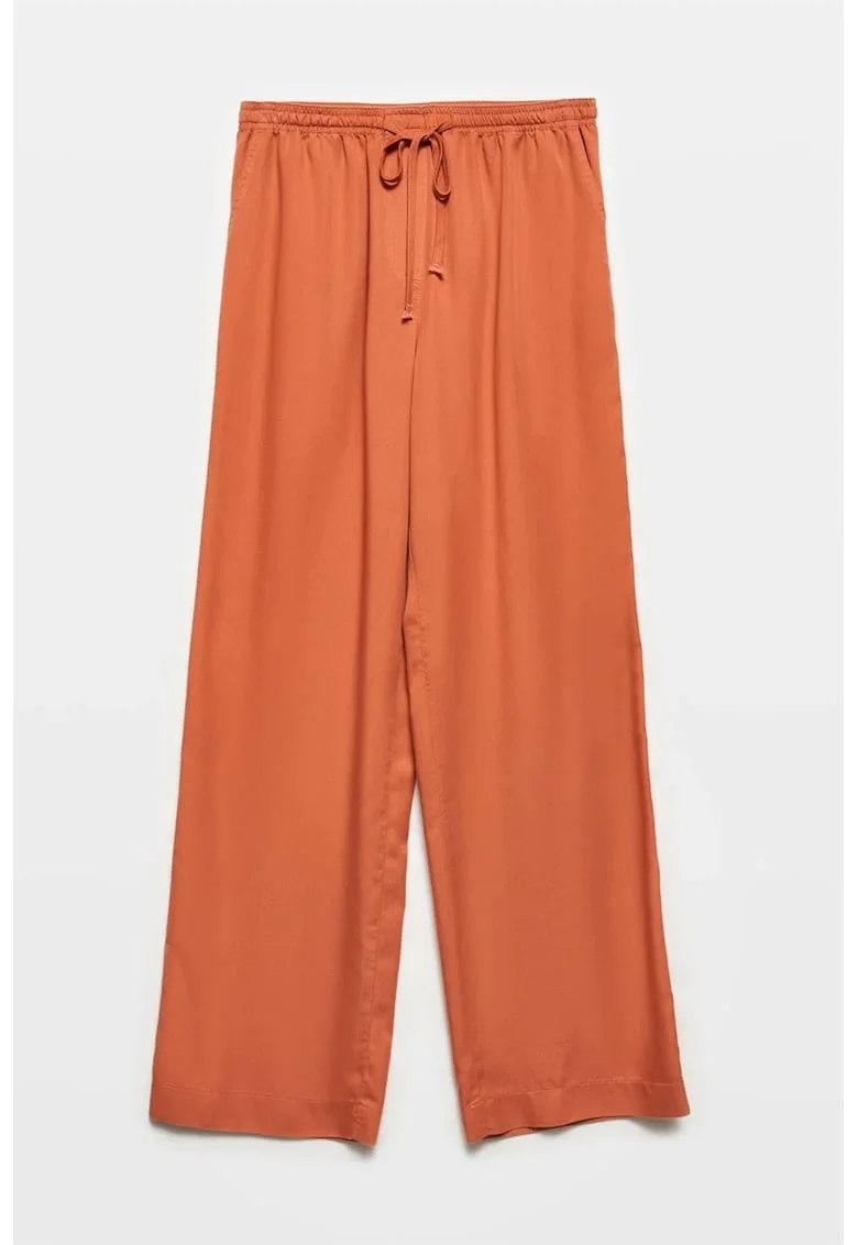 Pantaloni dama,  croiala larga, portocaliu 100% Tencel, Portocaliu