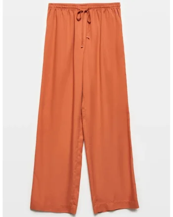 Pantaloni dama,  croiala larga, portocaliu 100% Tencel, Portocaliu