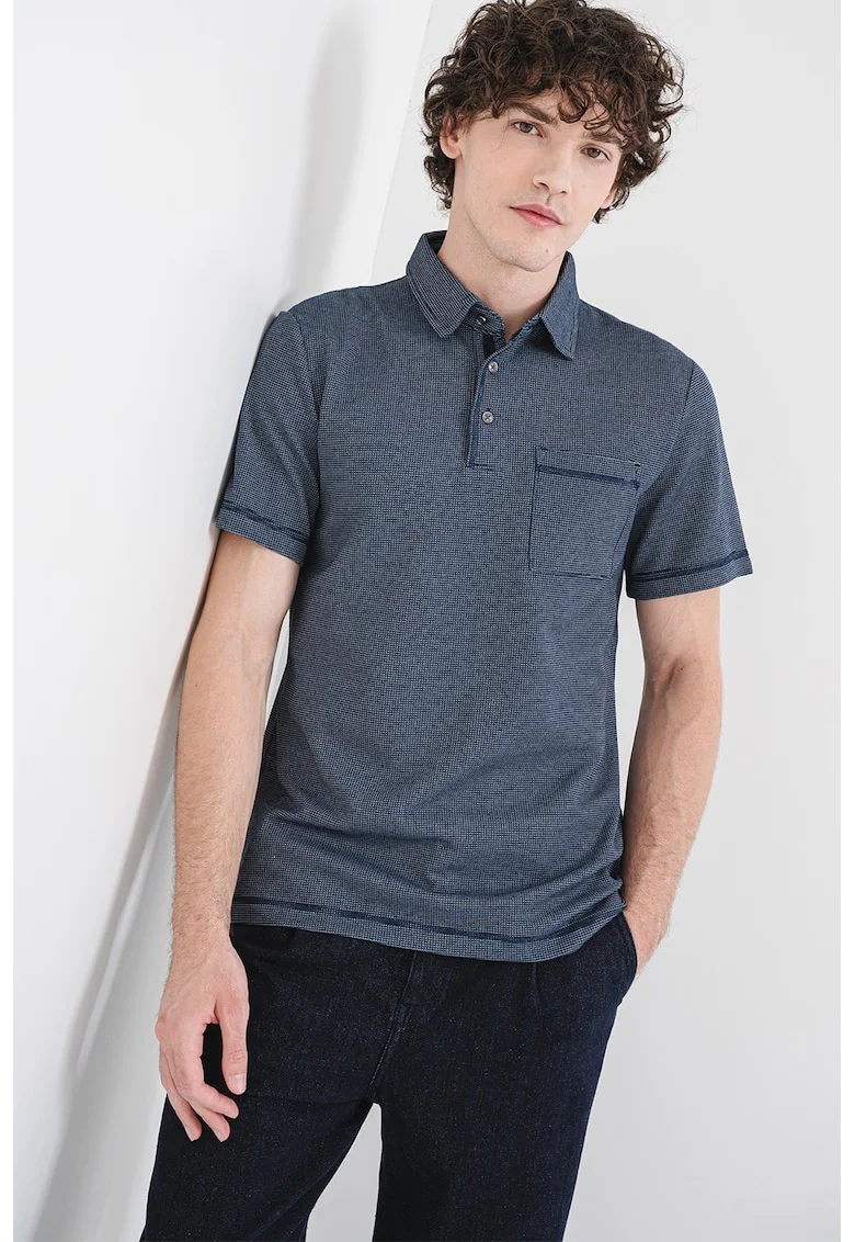 Tricou polo cu buzunar pe piept, Bleumarin