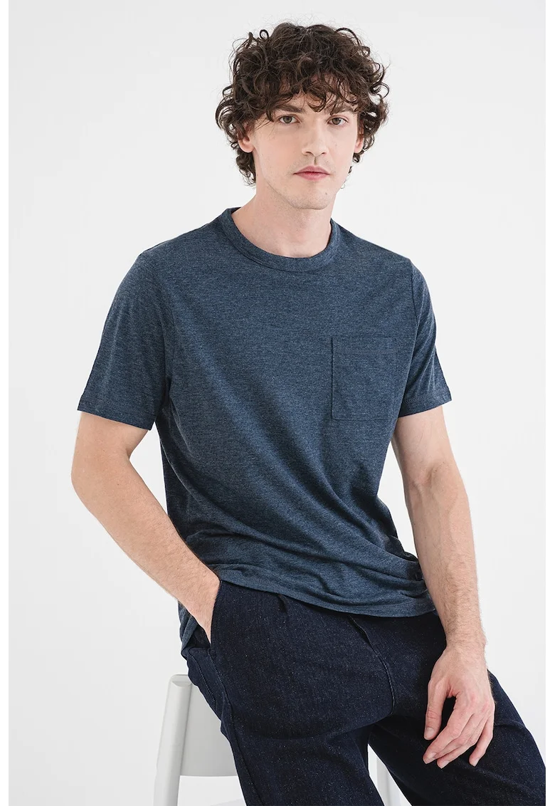 Tricou cu buzunar pe piept, Albastru ultramarin