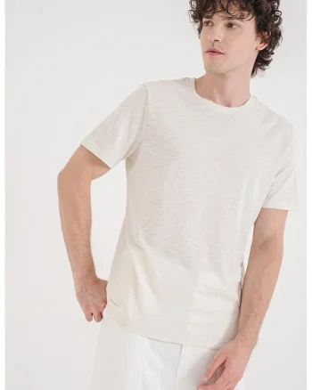Tricou cu decolteu rotund, Alb murdar