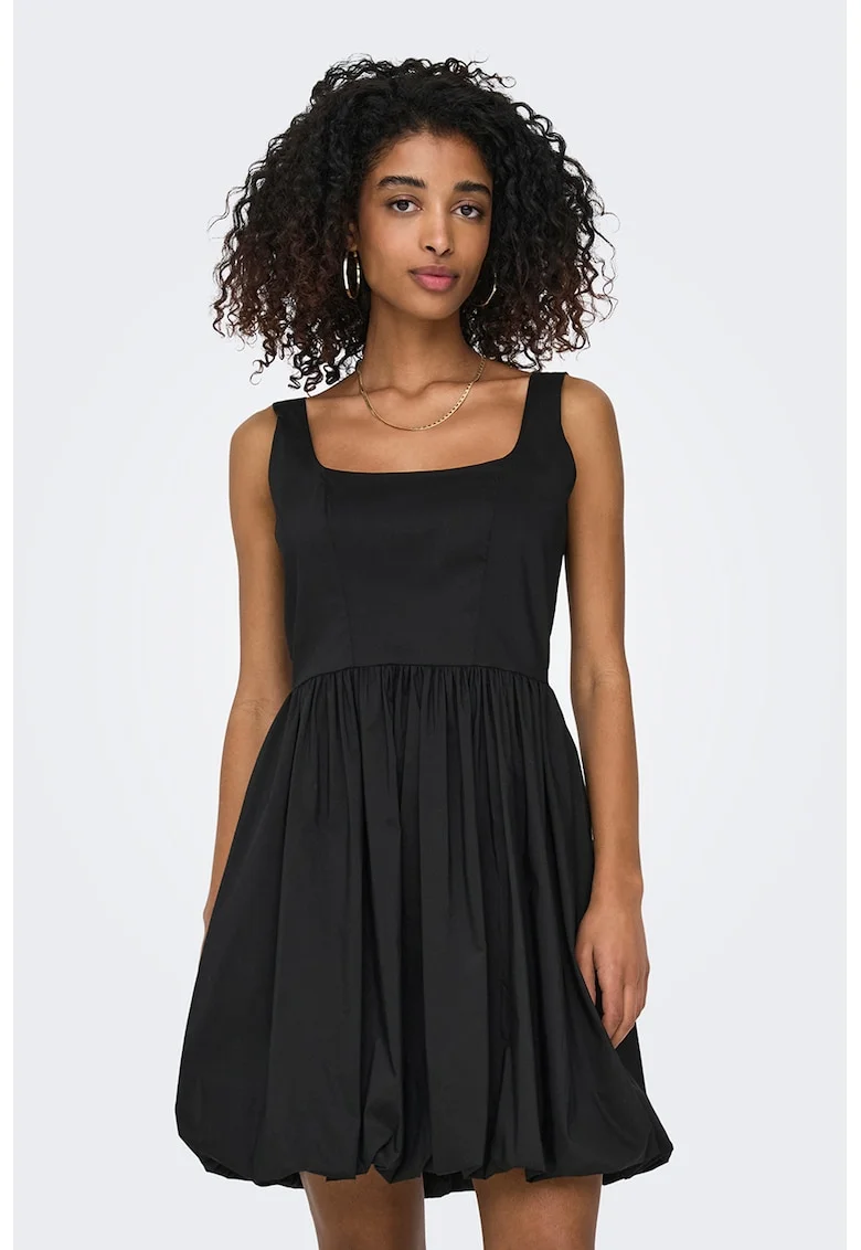 Rochie evazata cu decolteu patrat, Negru