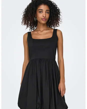 Rochie evazata cu decolteu patrat, Negru