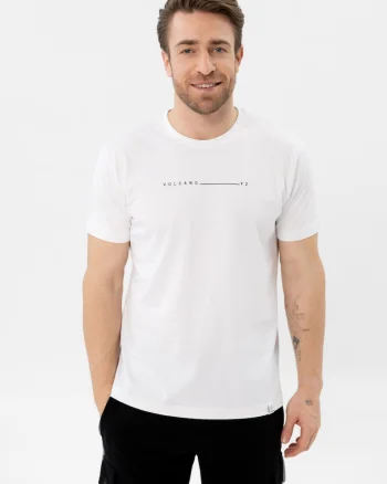 Tricou barbati din bumbac cu imprimeu pe piept, Comfort Fit, maneca scurta,  T-Klir, alb, Alb