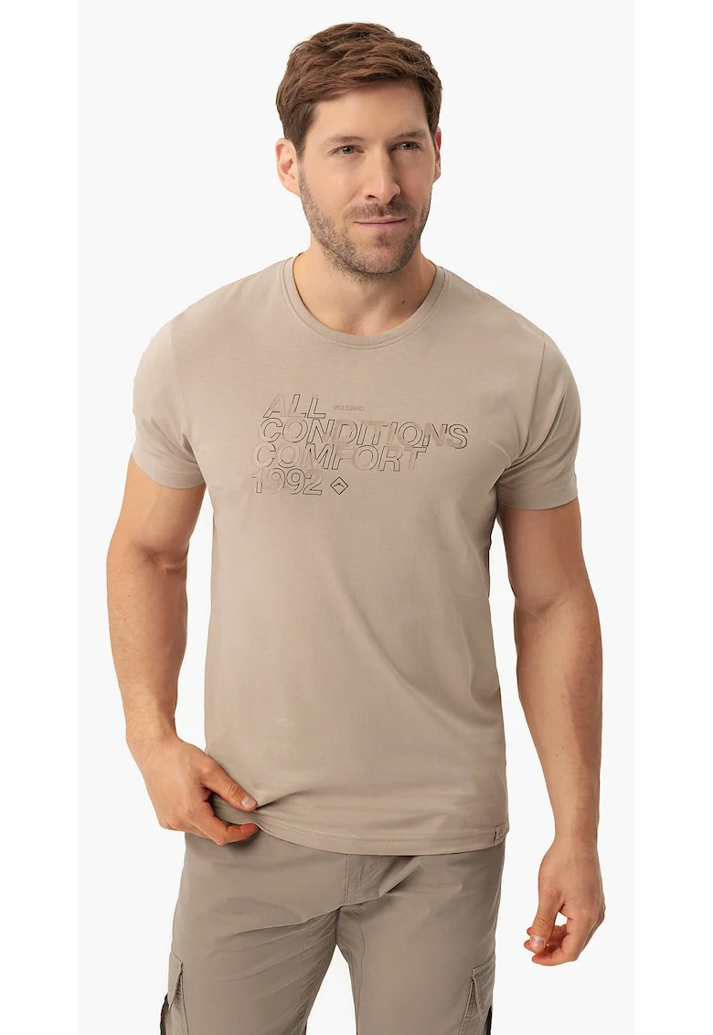Tricou barbati bumbac cu imprimeu, bej, Bej