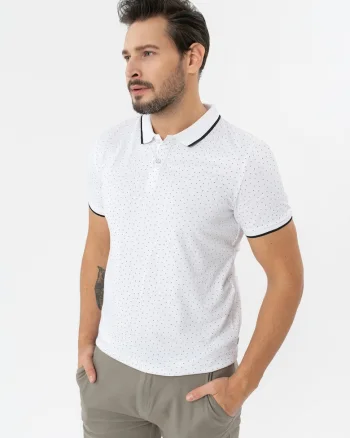 Tricou polo barbati cu model din bumbac, Regular Fit, Volano O-Glacier, alb, Alb
