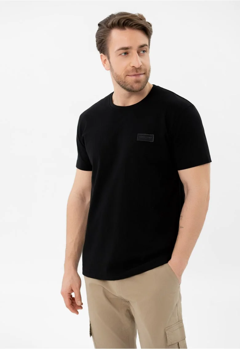 Tricou uni din bumbac, Comfort Fit, barbati,  T-Indu, negru, XXL