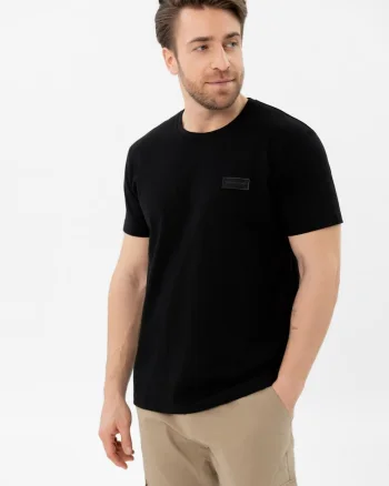 Tricou uni din bumbac, Comfort Fit, barbati,  T-Indu, negru, XXL