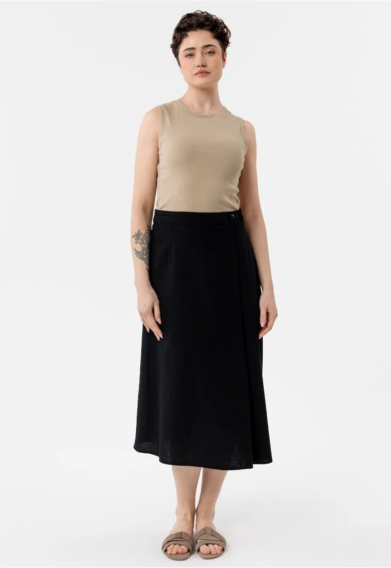 Tricou fara maneci cu nervuri, Slim Fit, dama, decolteu la baza gatului,  T-Demi, bej, Bej