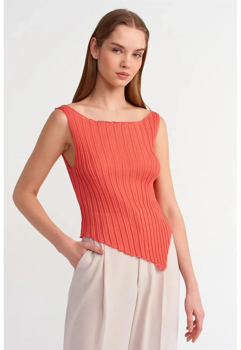 Bluza dama,  bluza fara maneci, portocaliu, viscoza,