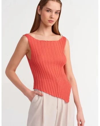 Bluza dama,  bluza fara maneci, portocaliu, viscoza,