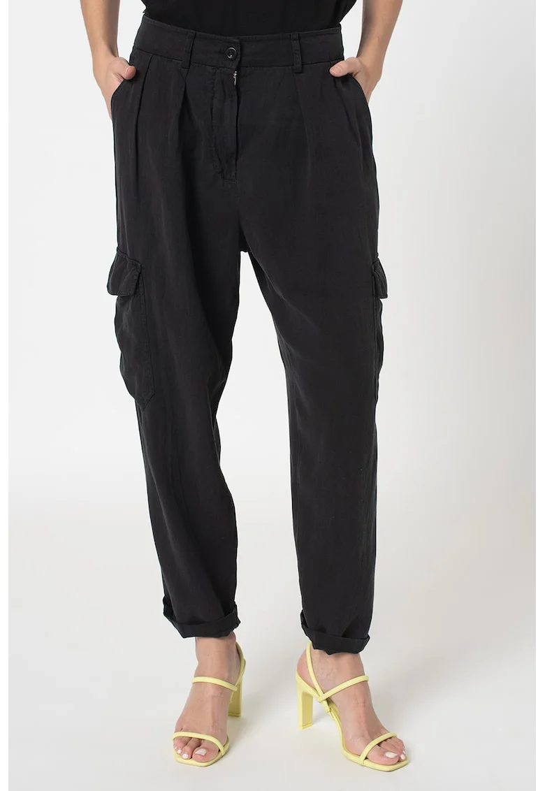 Pantaloni cargo din amestec de lyocell, Gri antracit