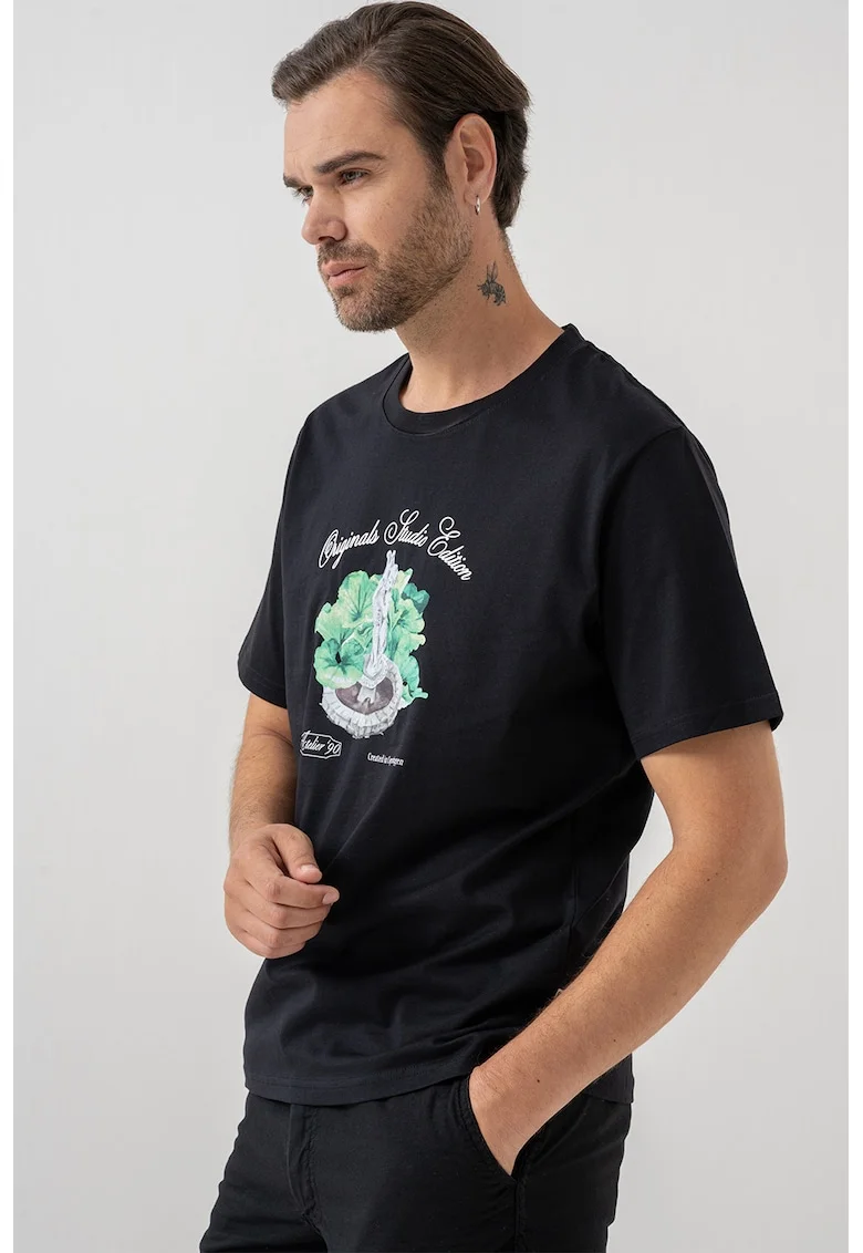 Tricou cu imprimeu grafic, Negru