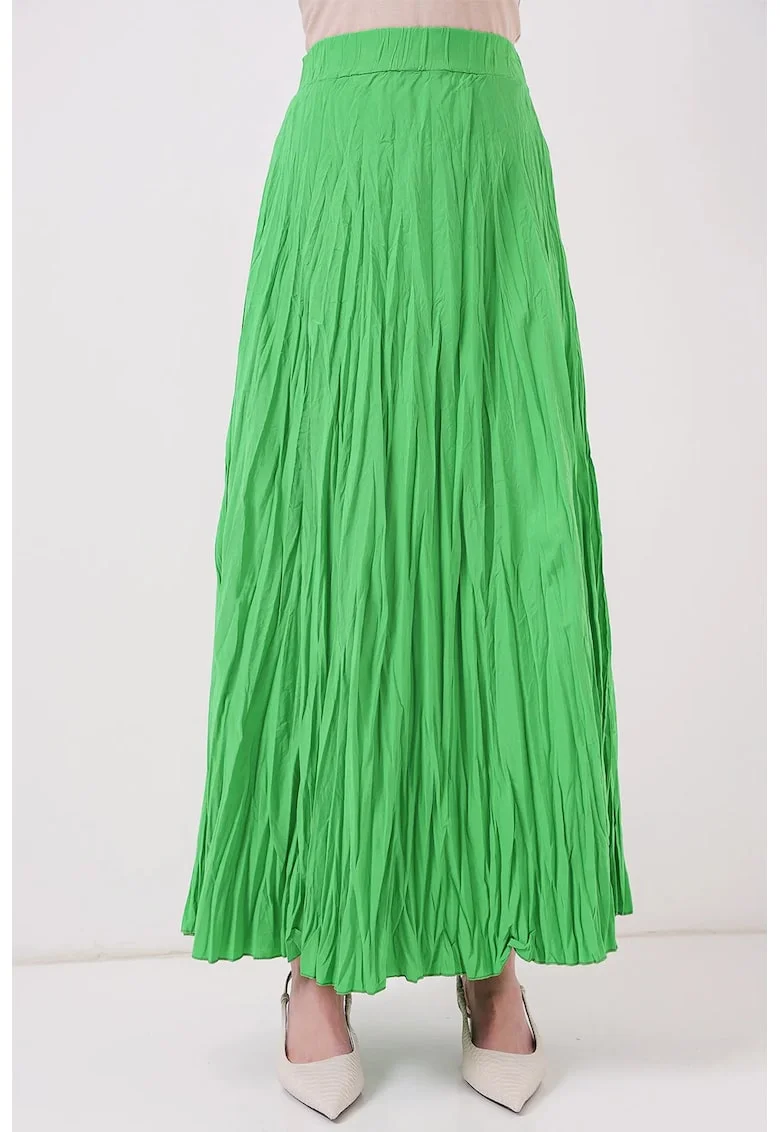 Fusta maxi texturata BigDart, poliester, Verde, Verde