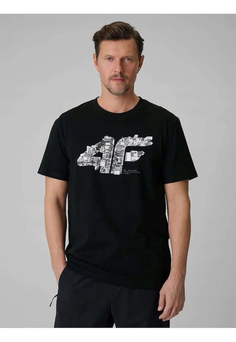 Tricou  negru, imprimeu, Negru
