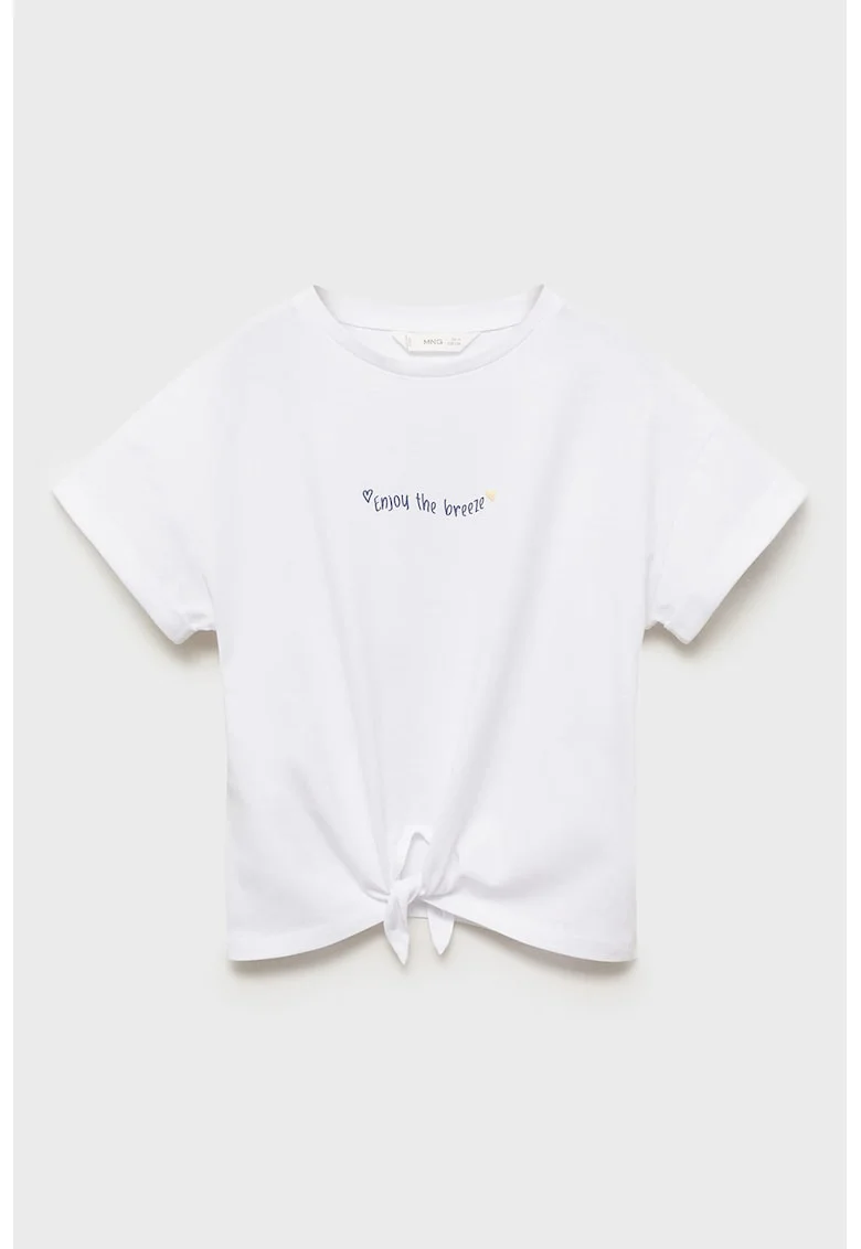 Tricou de bumbac cu imprimeu, Albastru inchis/Alb optic