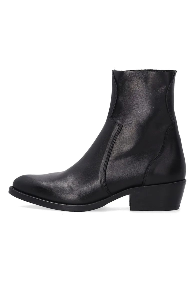 Botine de piele cu toc cubanez