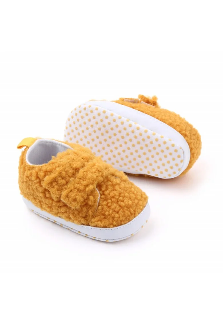 Tenisi  Model Ciufolici, Casual, Textil, Fete, Velcro, Galben Mustar, 3-6 luni,