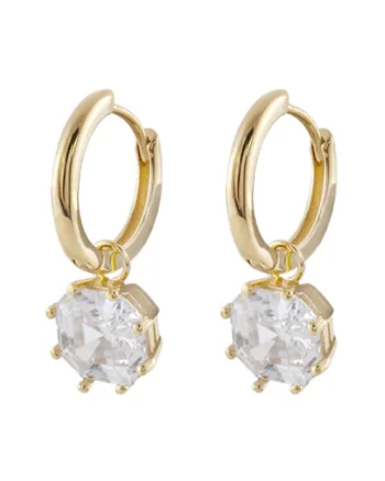 Cercei placati cu aur de 18K cu zirconia Gifting, Auriu/Alb murdar