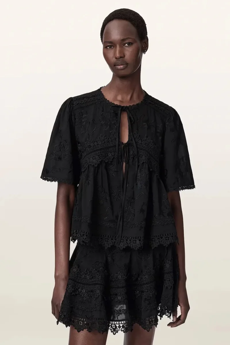 AllSaints bluză pentru femei din bumbac LILLITH