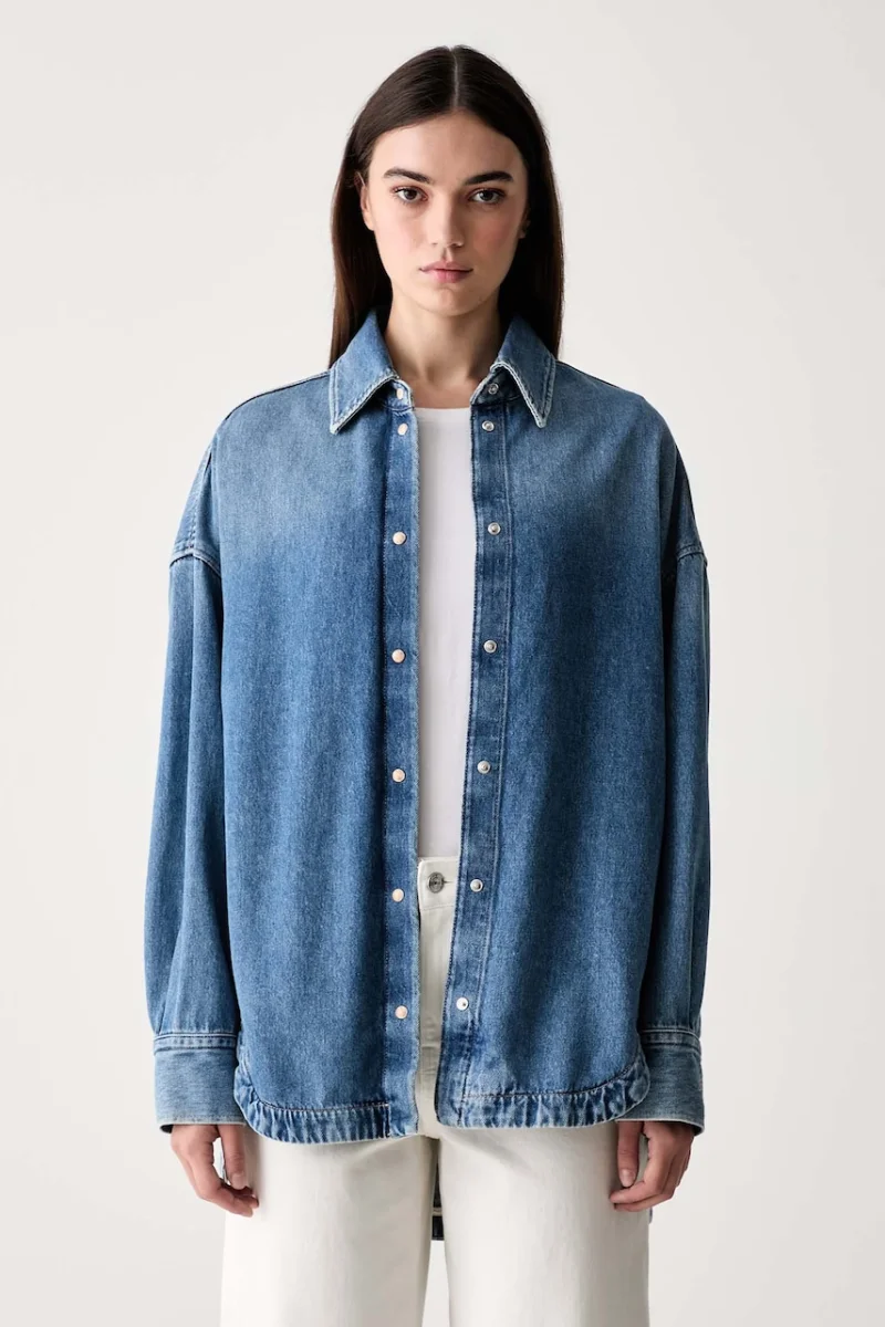 BOSS Orange cămașă de damă din denim C_OVERSHIRT 4.0