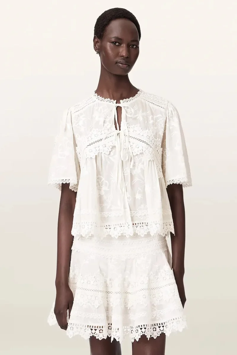 AllSaints bluză pentru femei din bumbac LILLITH