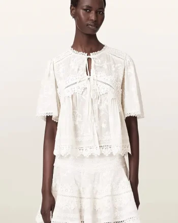 AllSaints bluză pentru femei din bumbac LILLITH